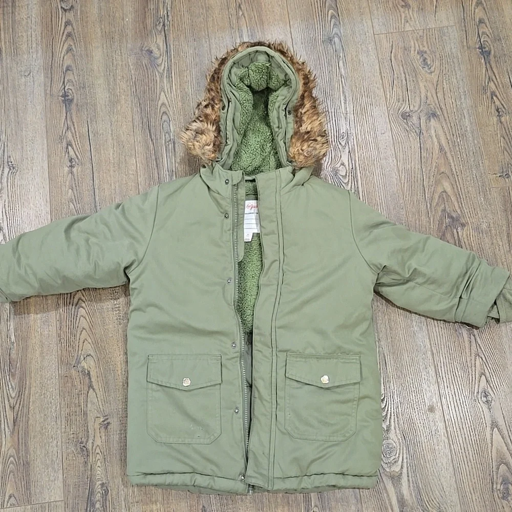 Cat & Jack | Olive Green Hooded Coat Size Small